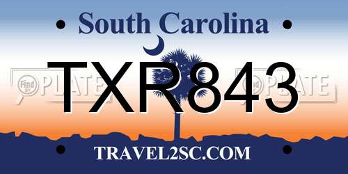 TXR843 South Carolina License Plate