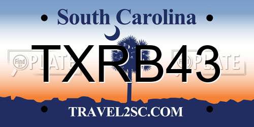 TXRB43 South Carolina License Plate