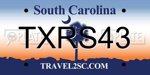 TXRS43 South Carolina License Plate