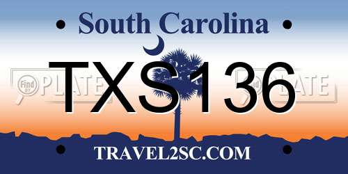 TXS136 South Carolina License Plate