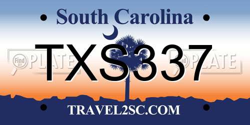 TXS337 South Carolina License Plate