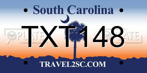 TXT148 South Carolina License Plate