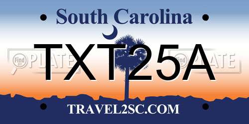 TXT25A South Carolina License Plate