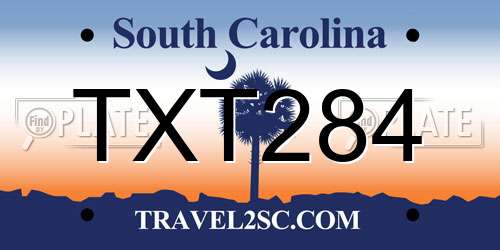 TXT284 South Carolina License Plate