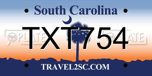 TXT754 South Carolina License Plate