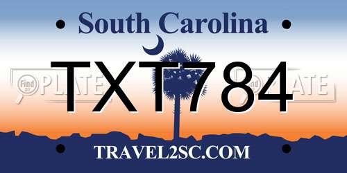 TXT784 South Carolina License Plate