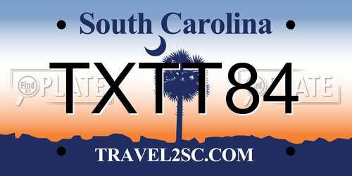 TXTT84 South Carolina License Plate