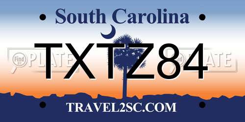 TXTZ84 South Carolina License Plate
