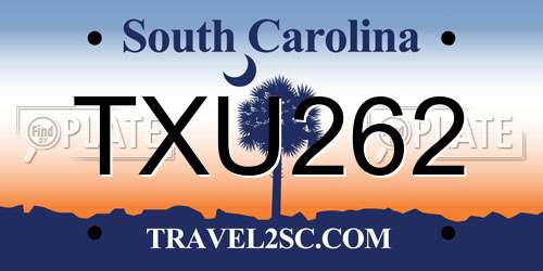 TXU262 South Carolina License Plate