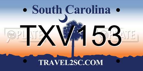 TXV153 South Carolina License Plate