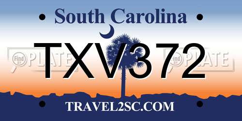 TXV372 South Carolina License Plate
