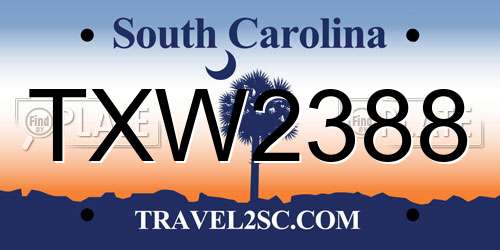 TXW2388 South Carolina License Plate