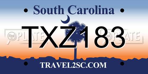 TXZ183 South Carolina License Plate