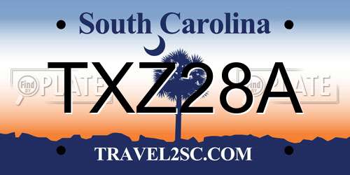 TXZ28A South Carolina License Plate