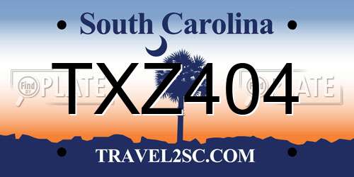 TXZ404 South Carolina License Plate
