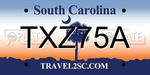 TXZ75A South Carolina License Plate