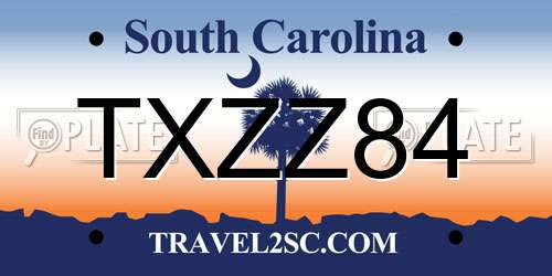 TXZZ84 South Carolina License Plate