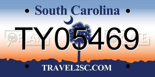 TY05469 South Carolina License Plate