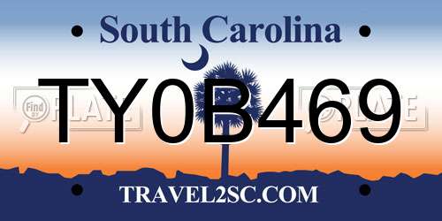 TY0B469 South Carolina License Plate