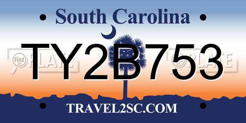 TY2B753 South Carolina License Plate