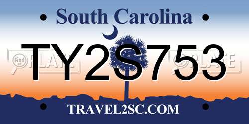 TY2S753 South Carolina License Plate