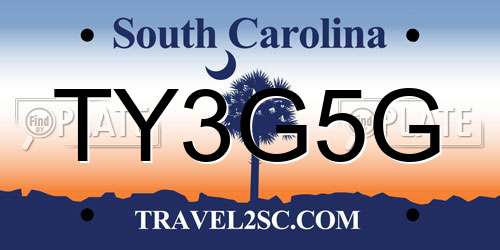 TY3G5G South Carolina License Plate