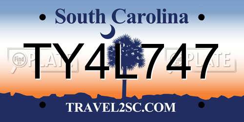 TY4L747 South Carolina License Plate