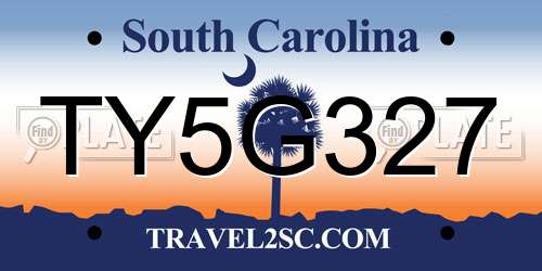 TY5G327 South Carolina License Plate