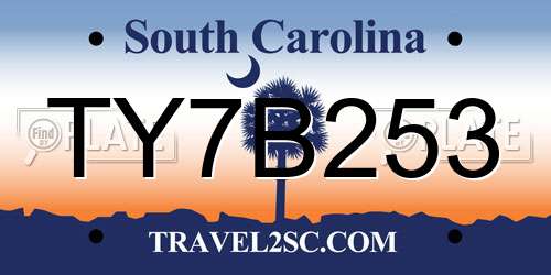 TY7B253 South Carolina License Plate