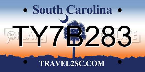 TY7B283 South Carolina License Plate