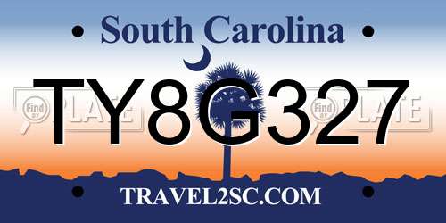 TY8G327 South Carolina License Plate