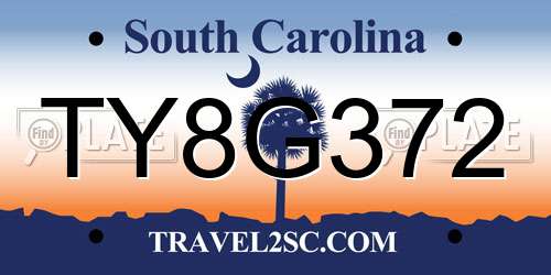 TY8G372 South Carolina License Plate