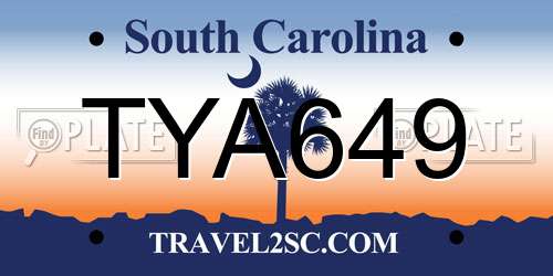 TYA649 South Carolina License Plate
