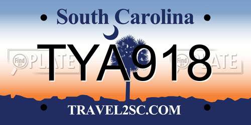 TYA918 South Carolina License Plate