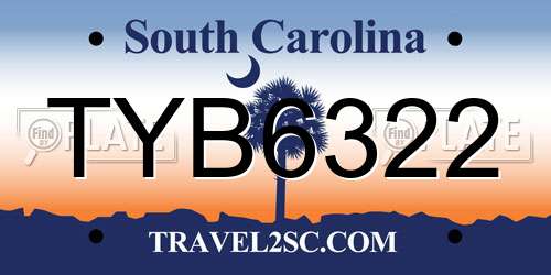 TYB6322 South Carolina License Plate