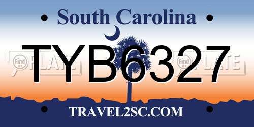 TYB6327 South Carolina License Plate