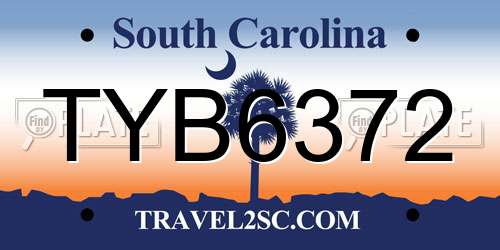 TYB6372 South Carolina License Plate