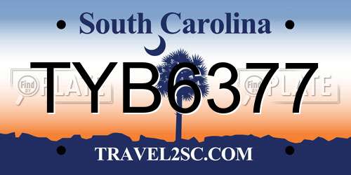 TYB6377 South Carolina License Plate