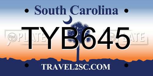 TYB645 South Carolina License Plate