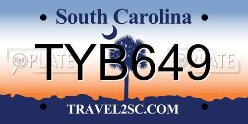 TYB649 South Carolina License Plate