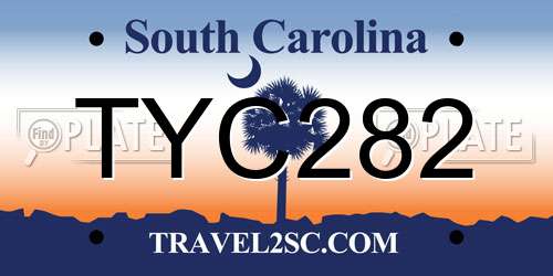 TYC282 South Carolina License Plate