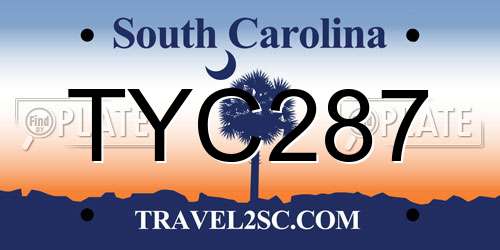 TYC287 South Carolina License Plate