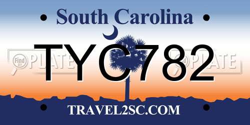 TYC782 South Carolina License Plate