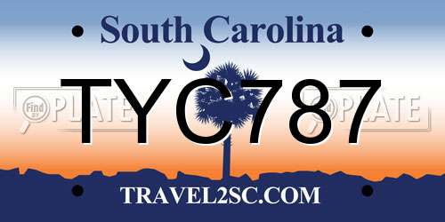 TYC787 South Carolina License Plate