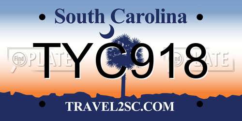 TYC918 South Carolina License Plate