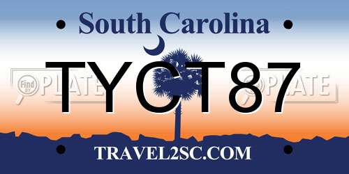 TYCT87 South Carolina License Plate