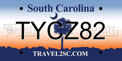 TYCZ82 South Carolina License Plate