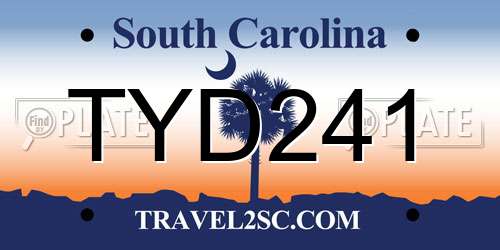 TYD241 South Carolina License Plate