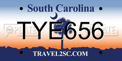 TYE656 South Carolina License Plate