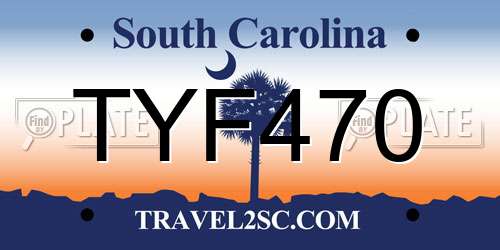 TYF470 South Carolina License Plate